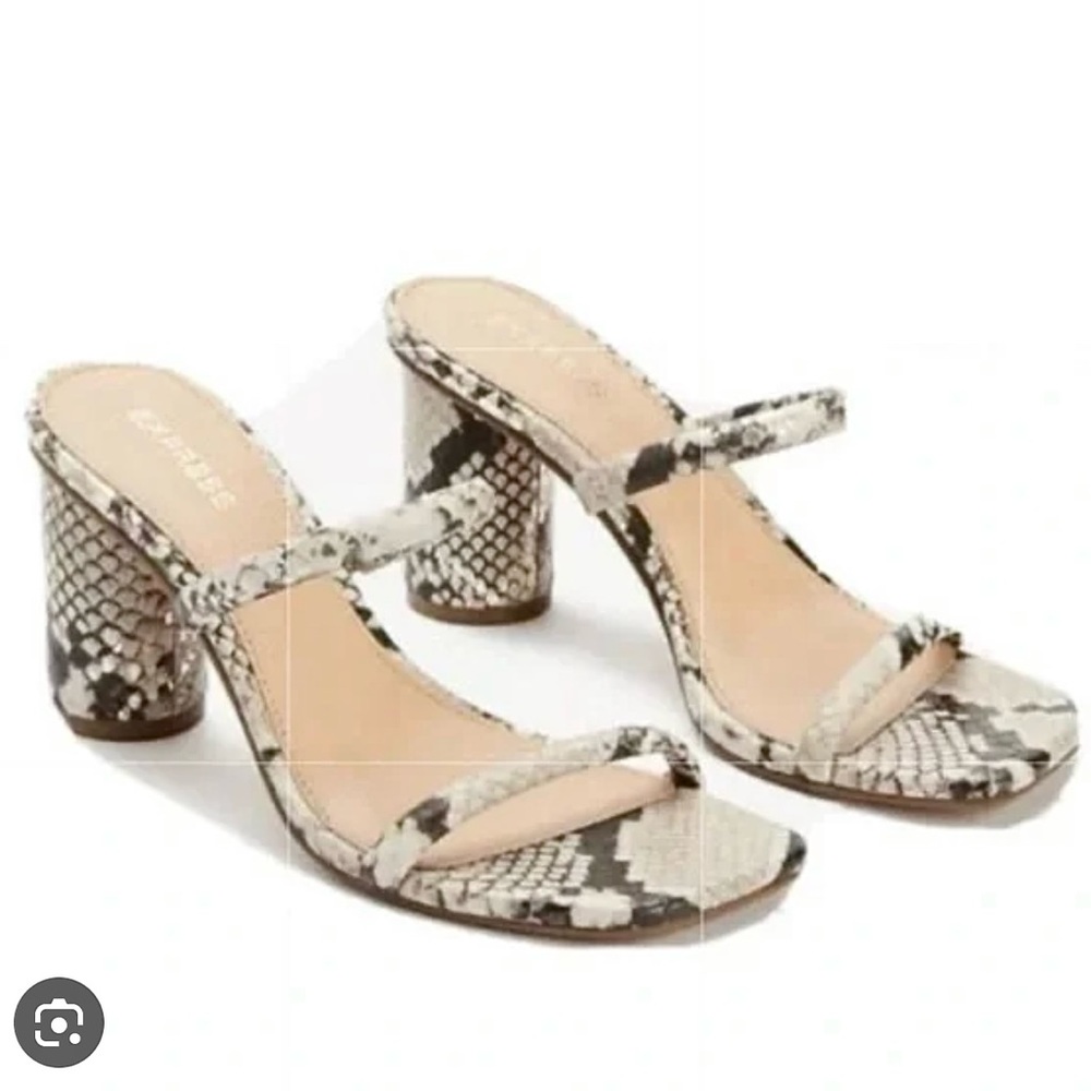 Express snakeskin double block heel sandals